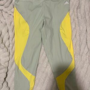 Adidas Women’s Light Green and Yellow Leggings